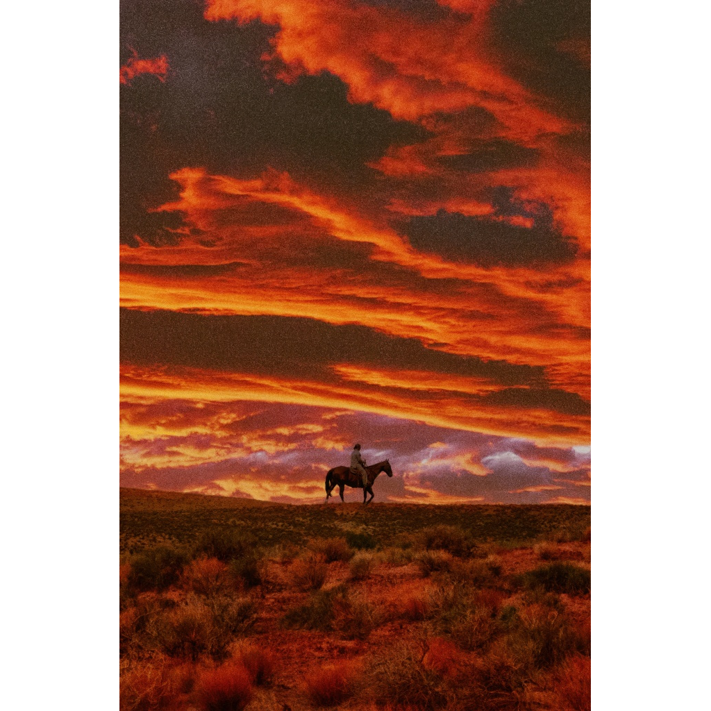 Man on Horse - Painted Sunset