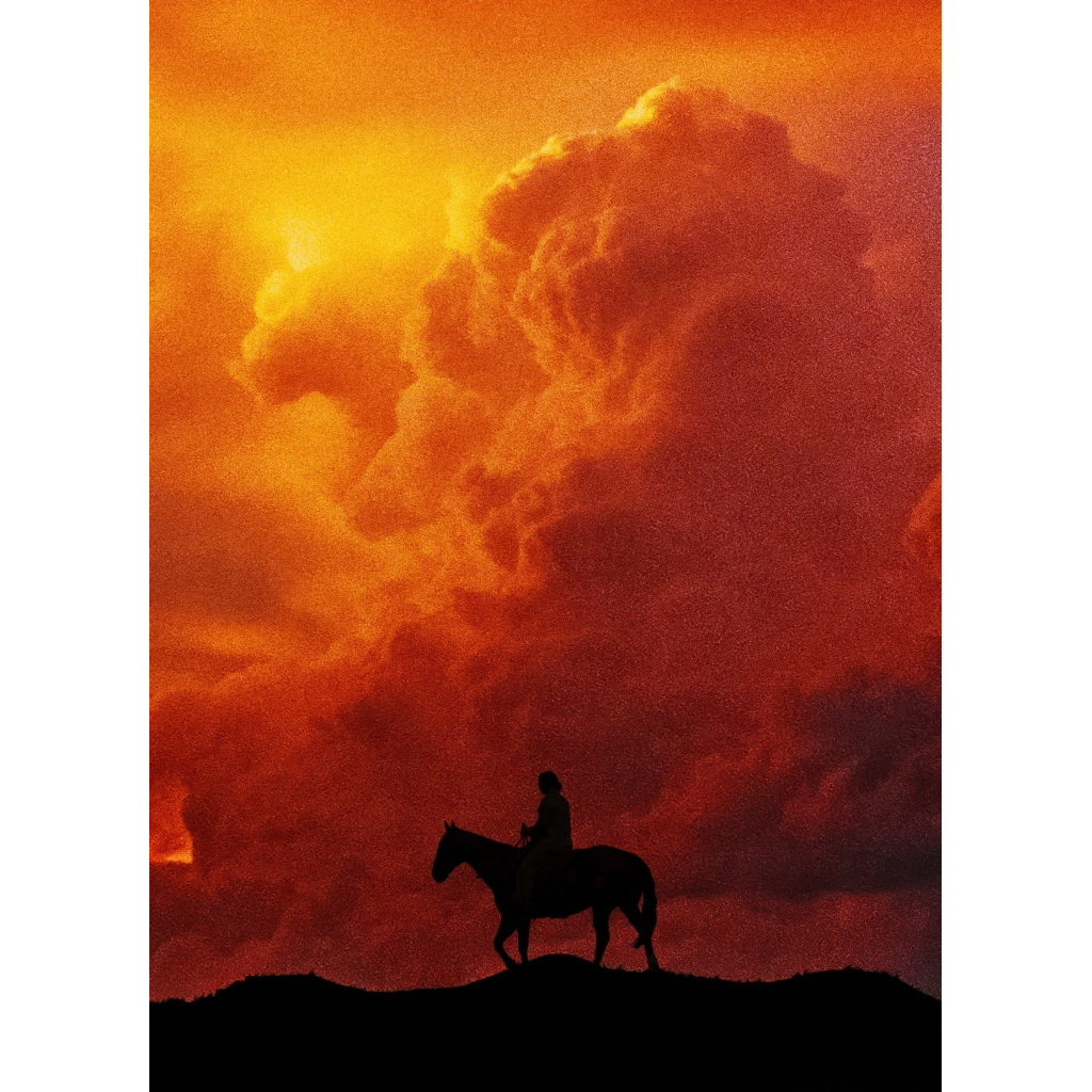 Man on Horse - Monsoon Sunset