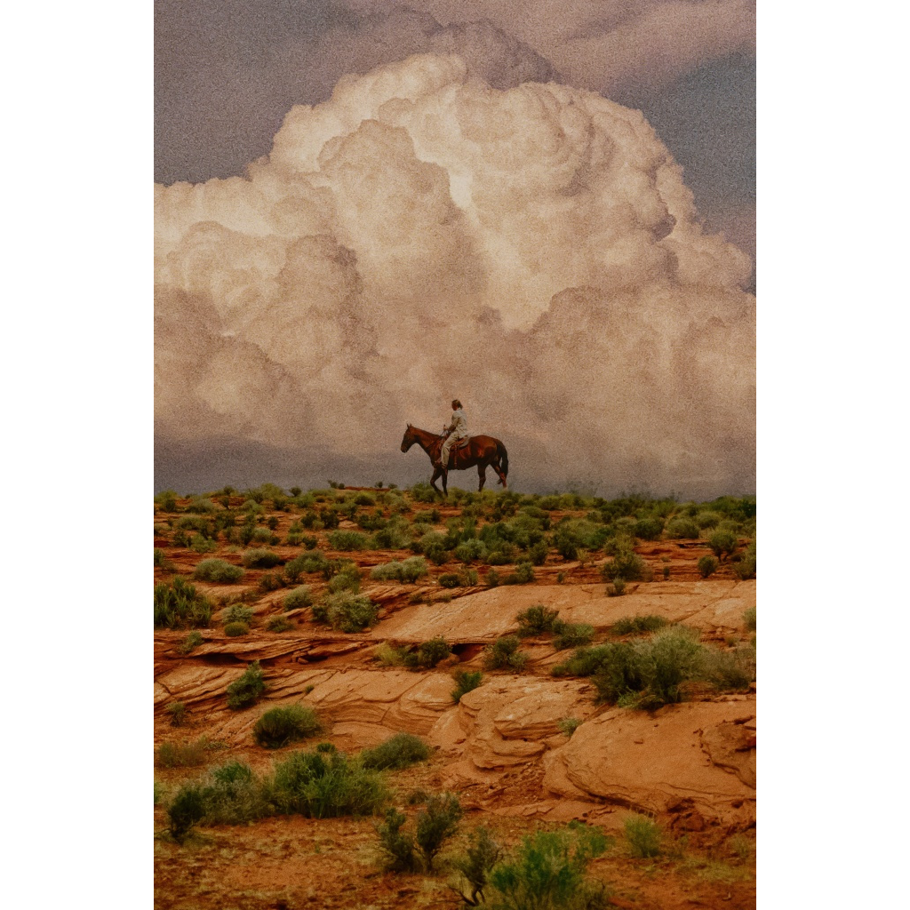 Man on Horse - Western Clouds