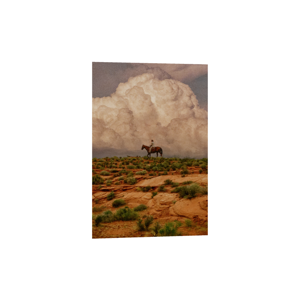 Man on Horse - Western Clouds