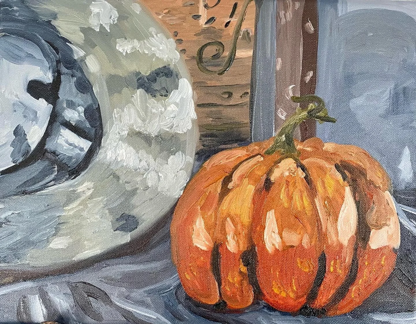 “Pumpkin 3” 11x14 inches, oil on stretched canvas.