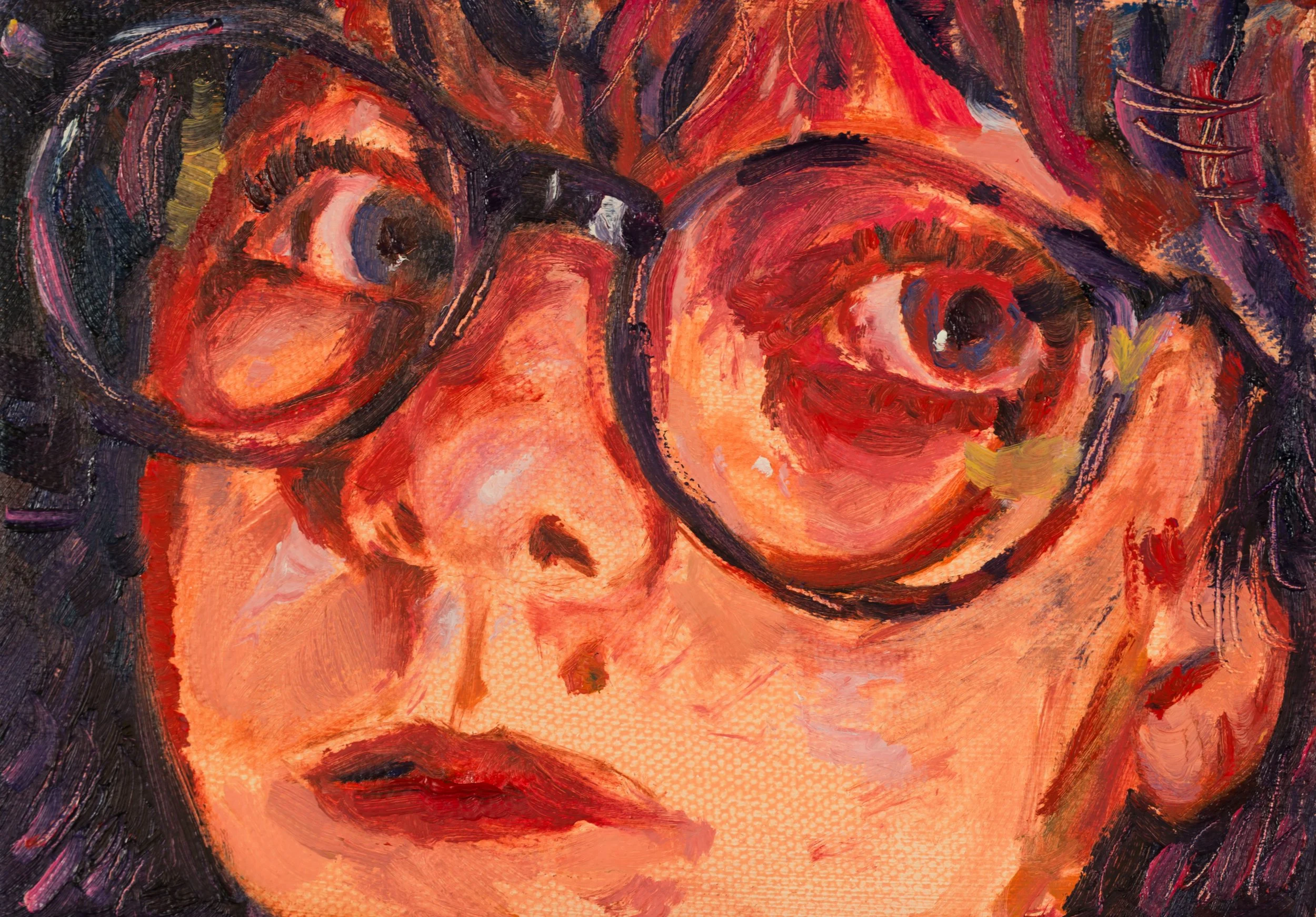 “Just Outside Her Lenses” 5x7 inches, oil on stretched canvas.