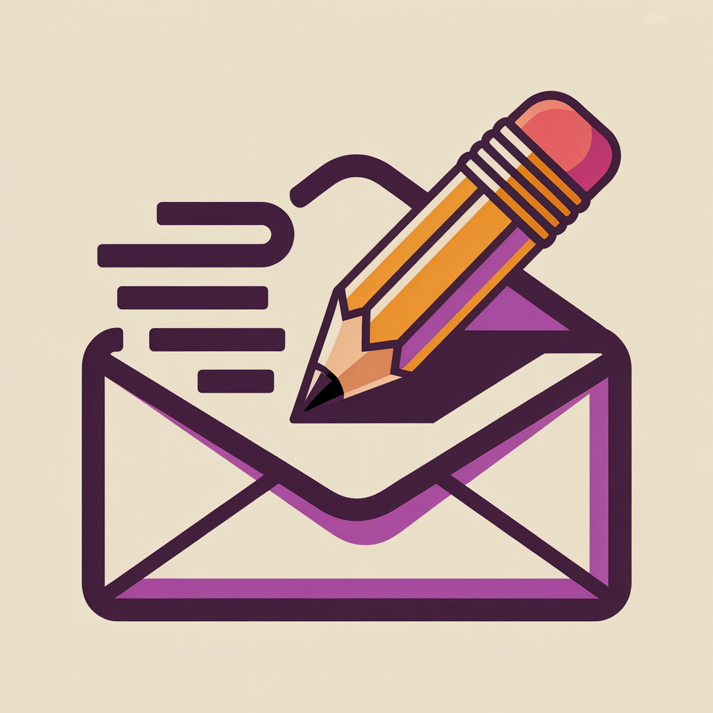 Retro pencil and envelope illustration representing email creation and execution