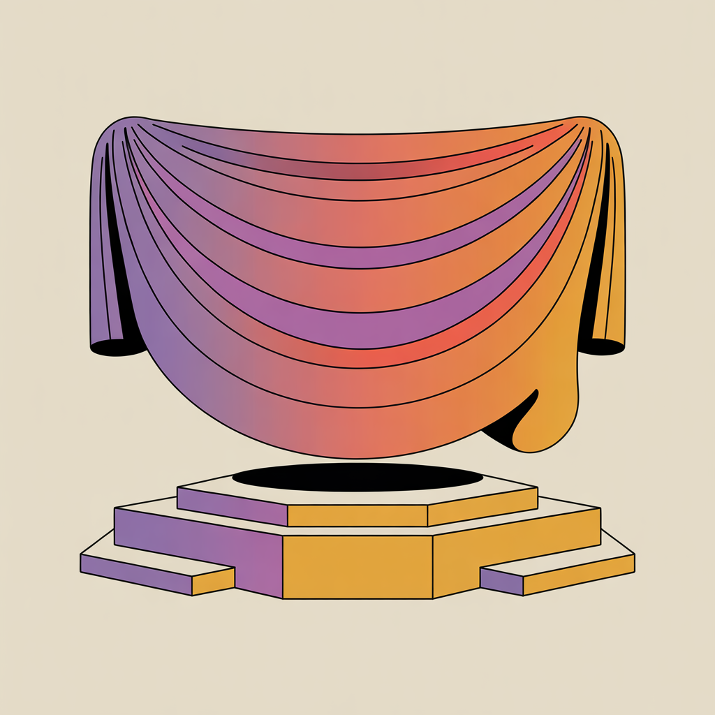 Retro banner and stage illustration representing event graphics design services