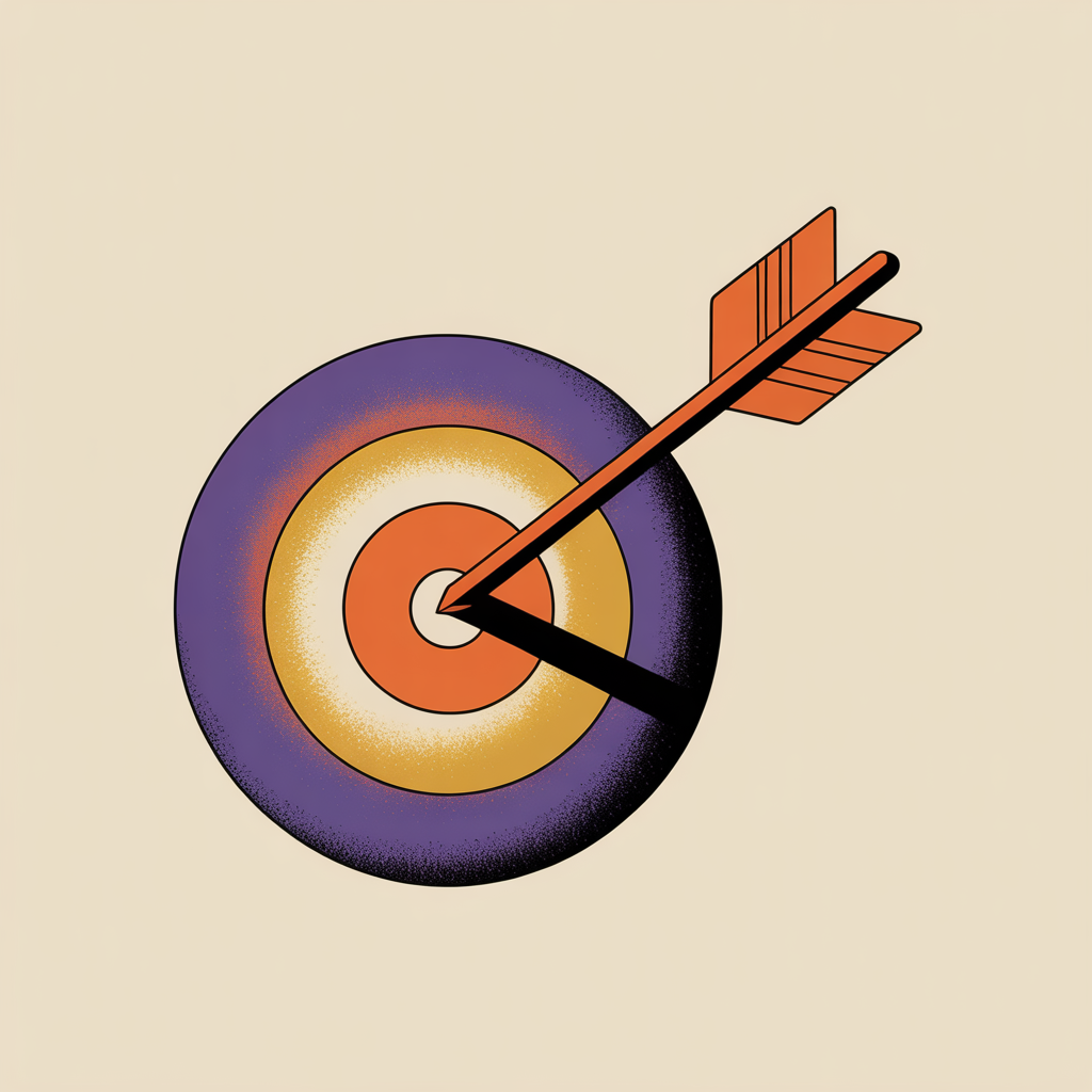 Retro target bullseye illustration representing results-driven social media marketing