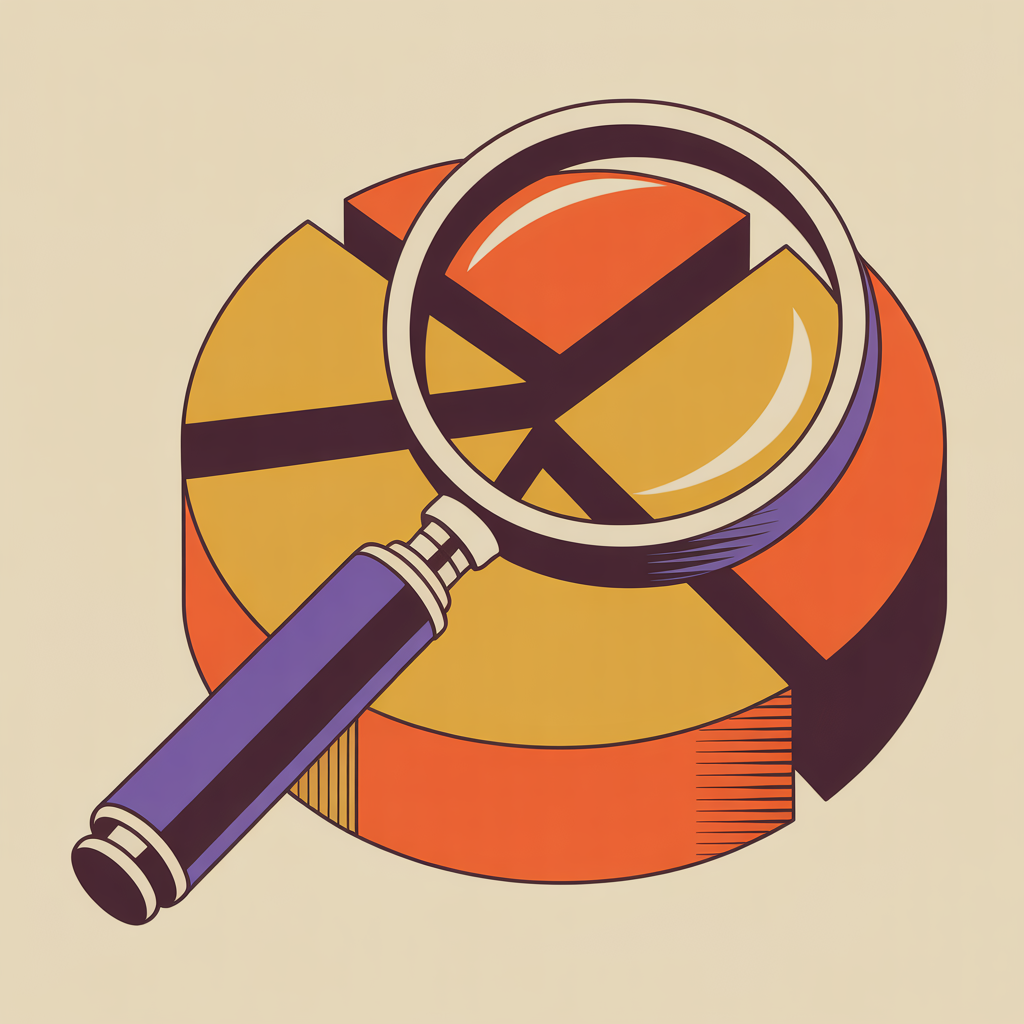 Retro magnifying glass and chart illustration representing real estate market analysis
