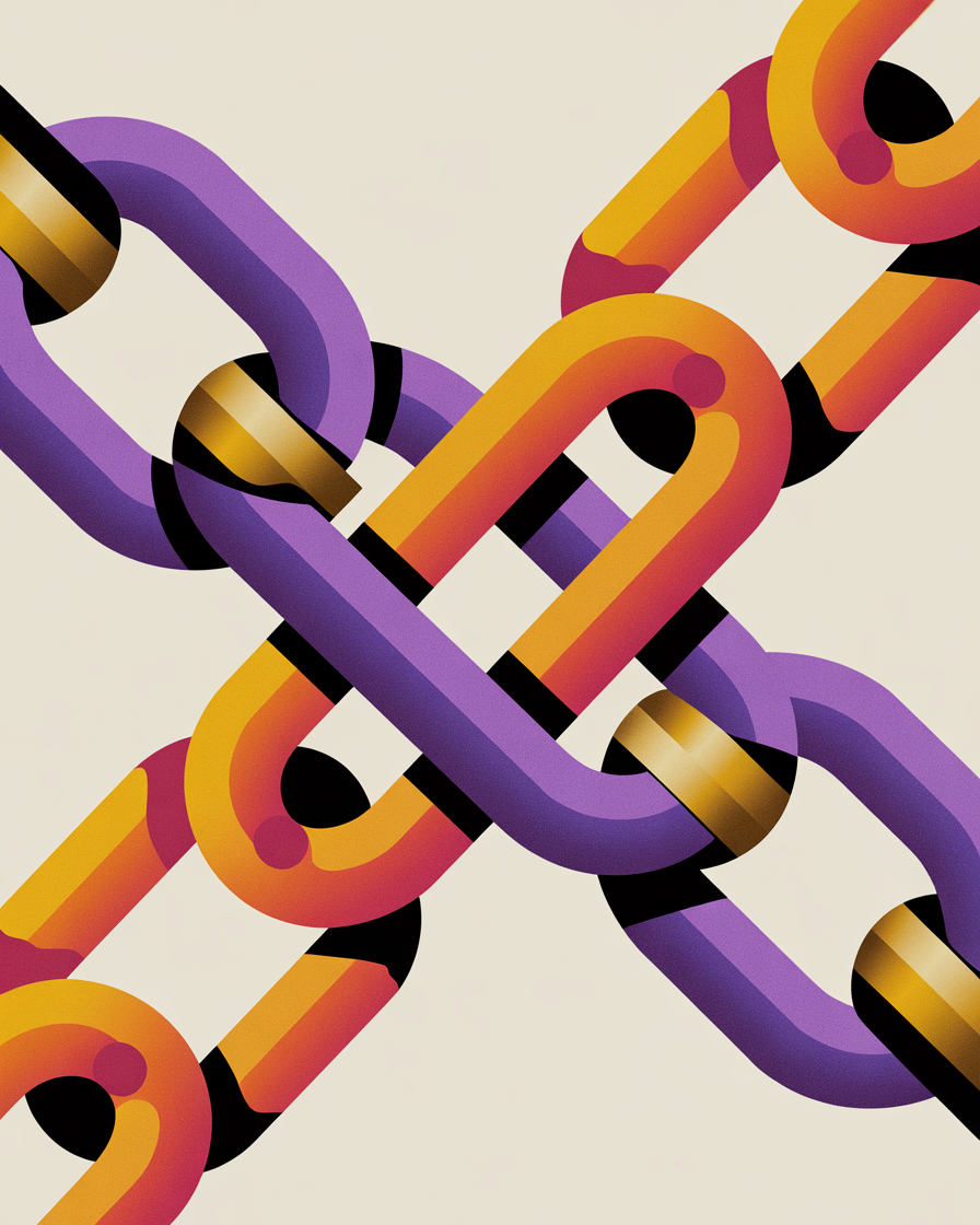 Retro chain links illustration representing seo link building services