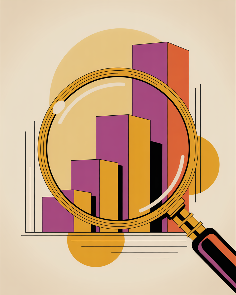 Retro upward trending chart illustration representing seo reporting and analytics