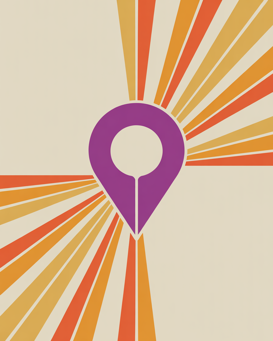 Retro location pin with connection lines illustration representing michigan seo company with national reach