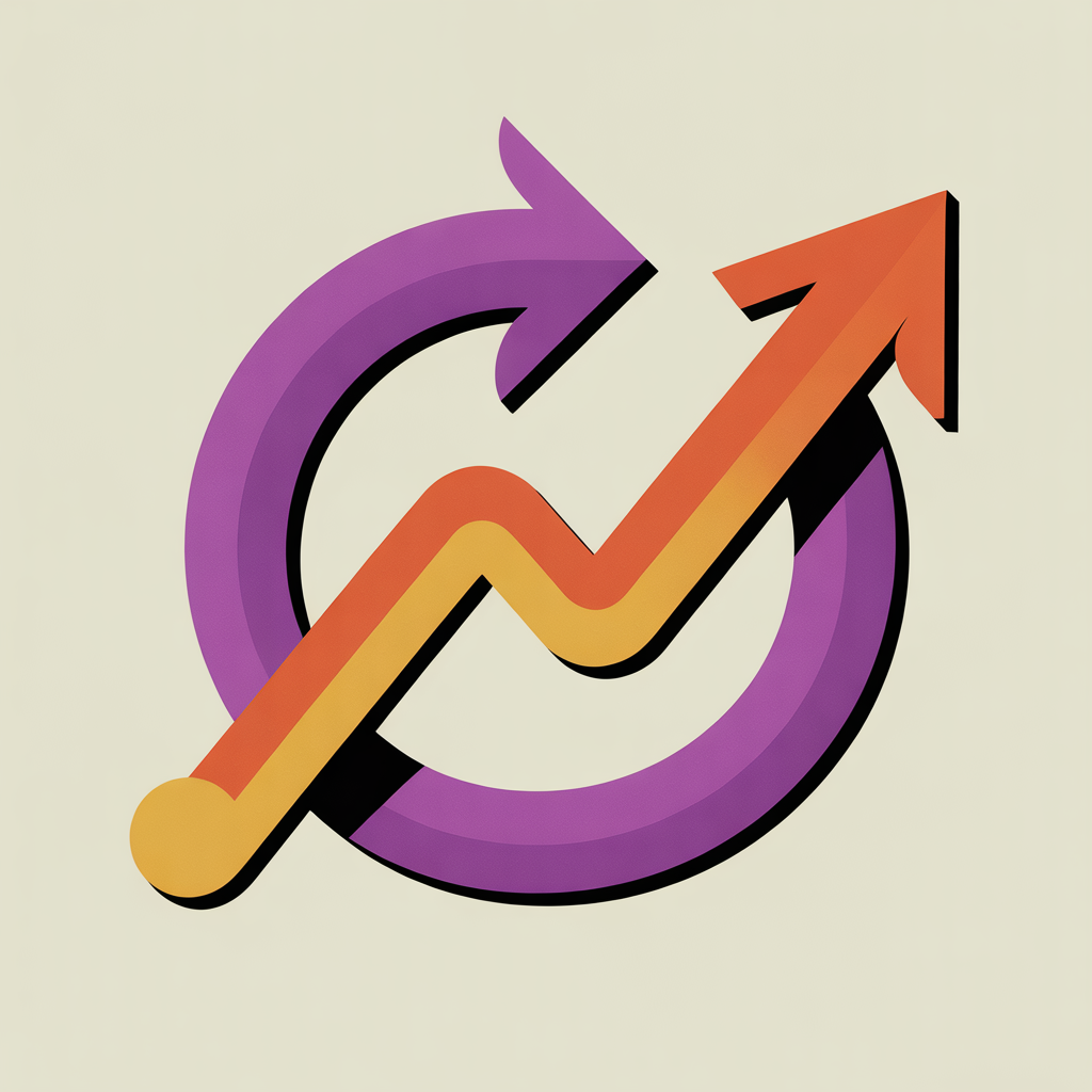 Retro circular arrow illustration representing continuous improvement in small business marketing