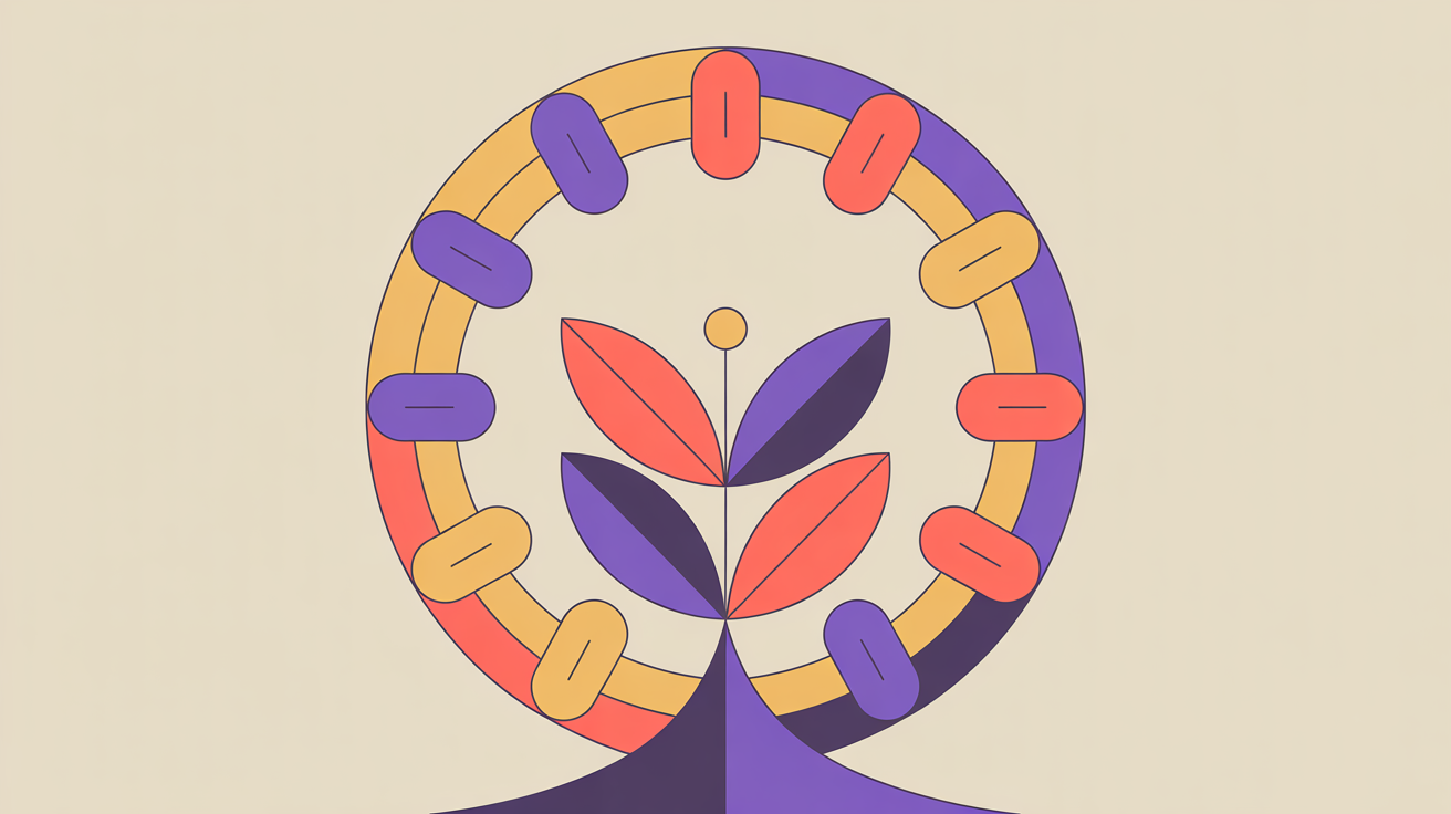 Retro illustration of a circular calendar with engagement touchpoints representing year-round member retention strategy