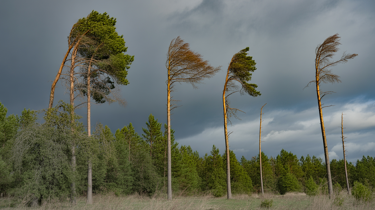 Storm-threatened forest showing difference between unstable and reliable partnerships