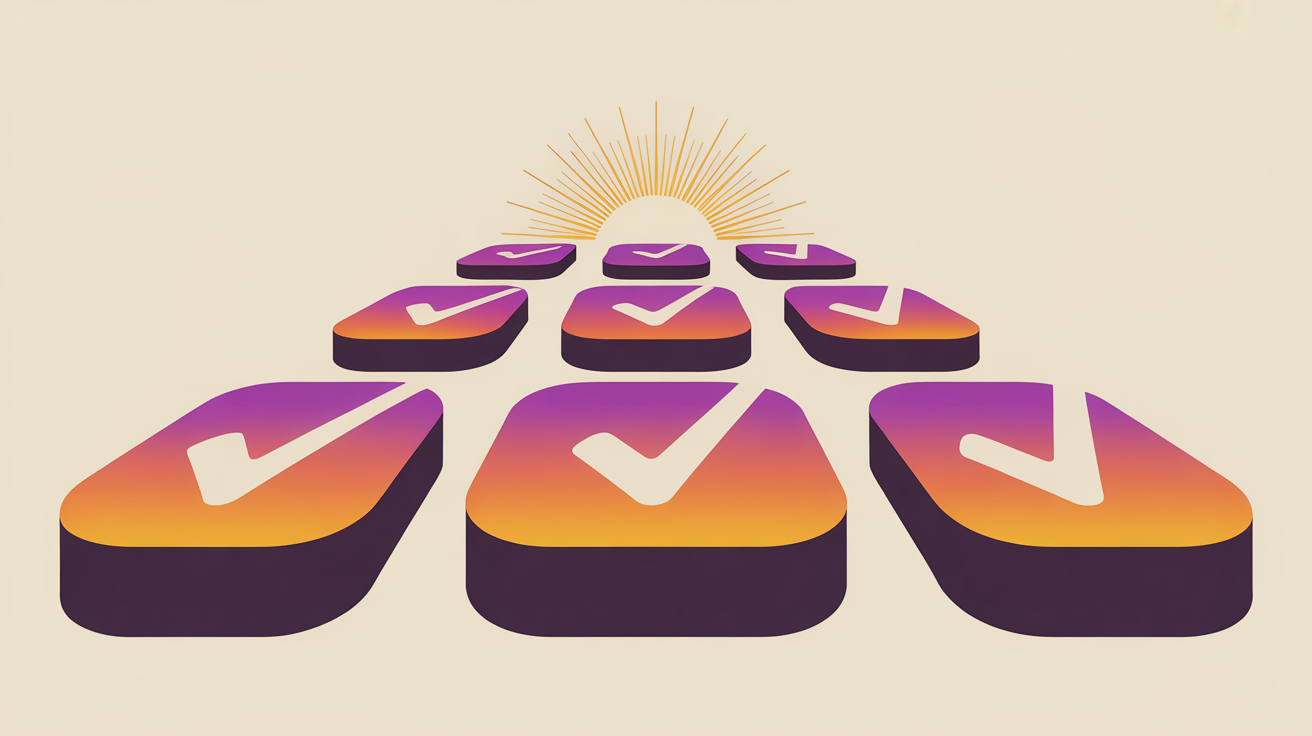 Retro illustration of a streamlined pathway with checkmarks representing a simple volunteer application process