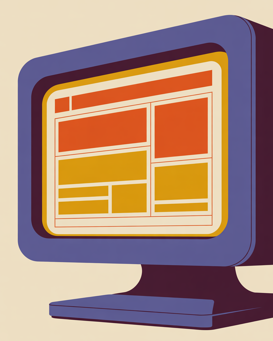 Retro computer monitor illustration representing website design services for associations
