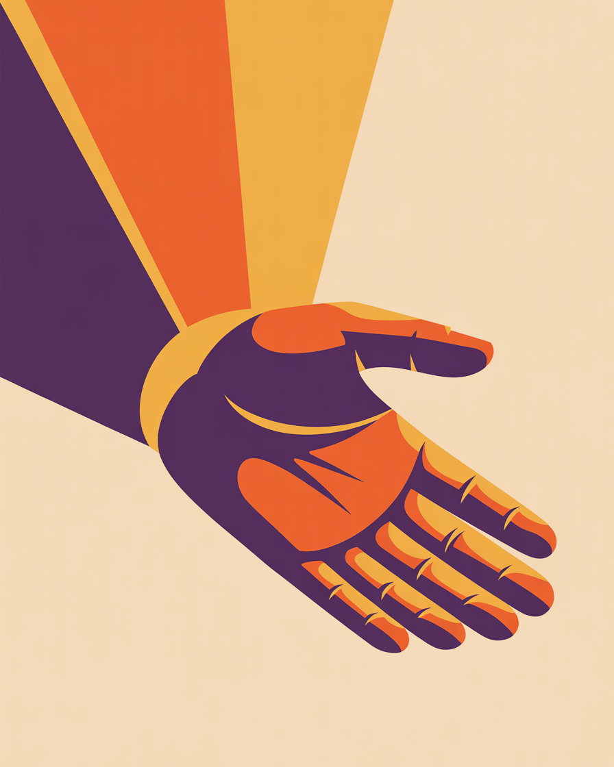 Retro helping hand illustration representing businesses we serve with seo services