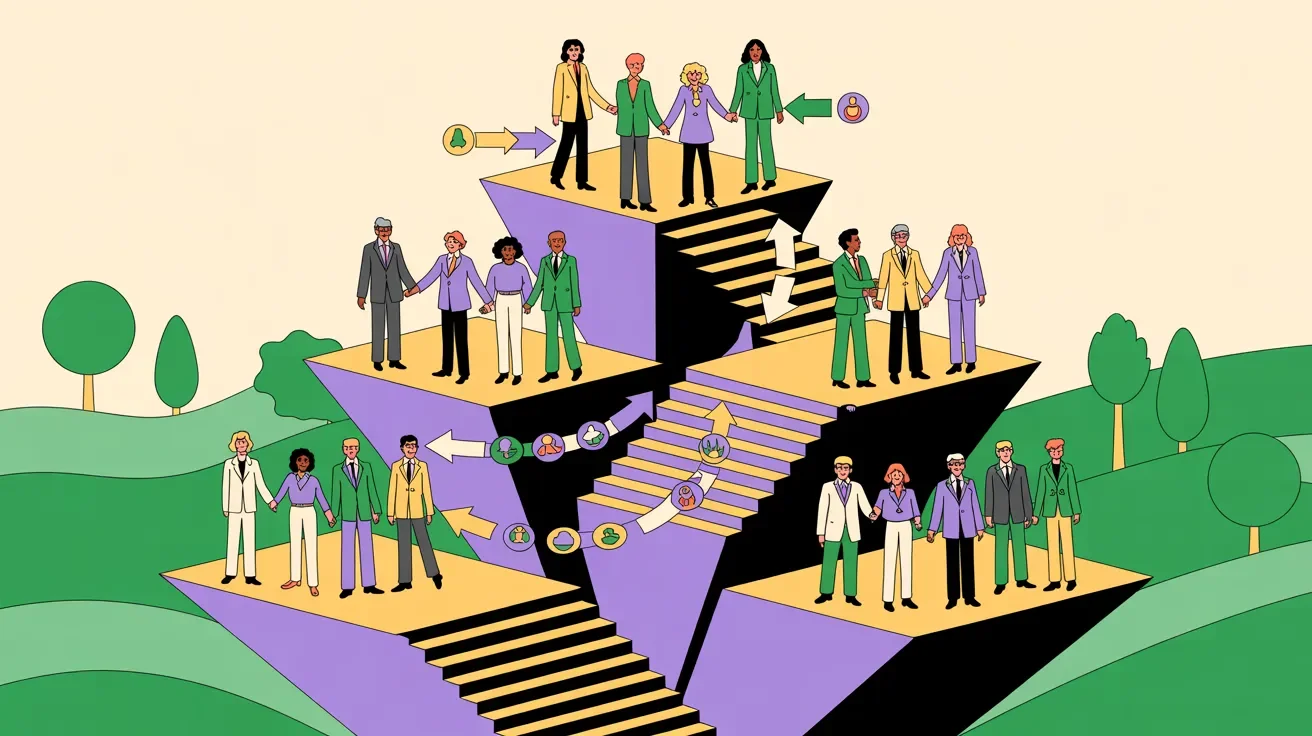 Retro illustration of tiered sponsorship levels with diverse sponsors and nonprofit leaders in partnership