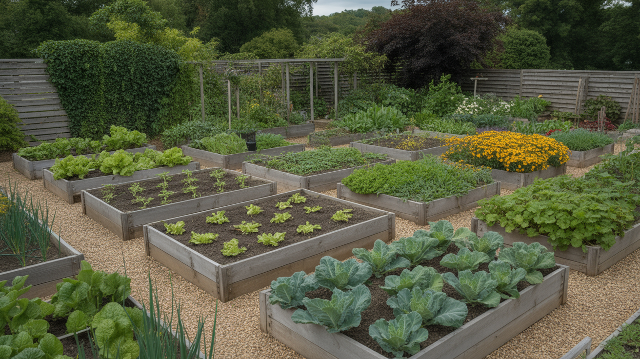 Diverse garden plots showing different investment levels for different business goals and growth stages