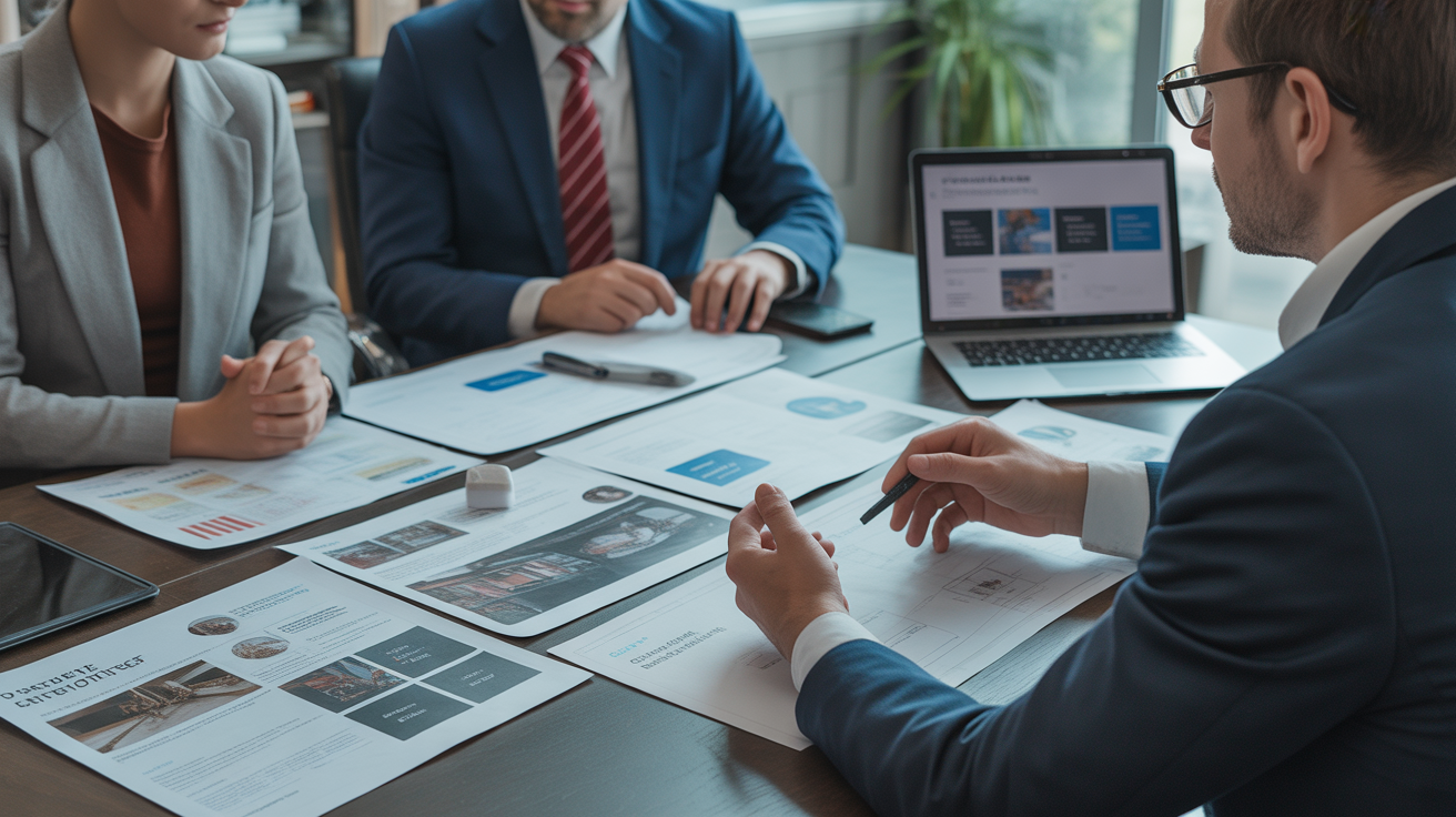 Purple Wave Creative consulting with construction company owner showing collaborative approach to comprehensive contractor marketing strategy