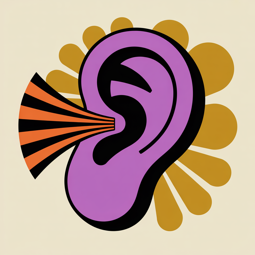 Retro ear illustration representing listening first approach to small business marketing
