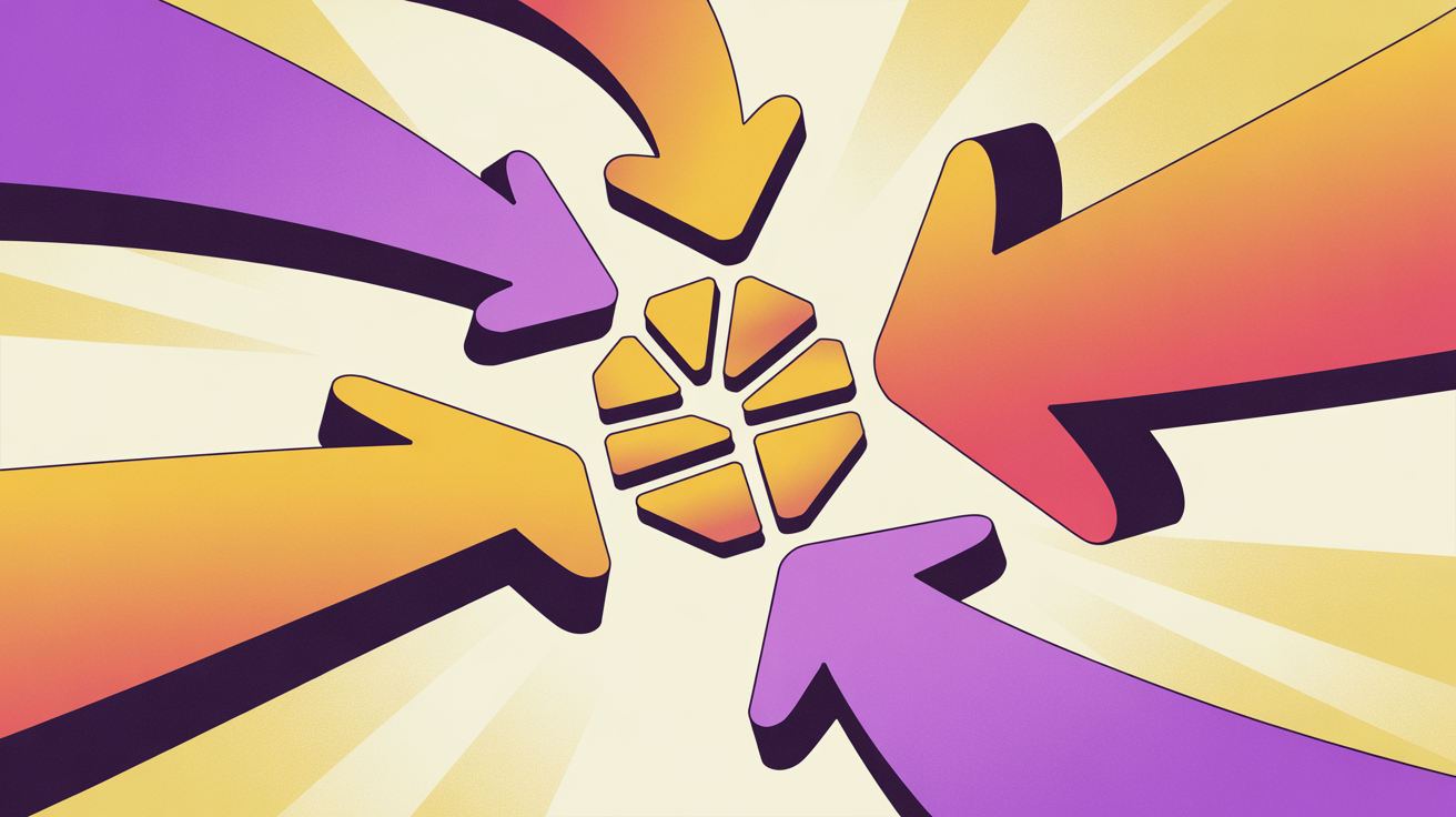 Retro illustration of multiple revenue streams flowing into an organization representing diversified income