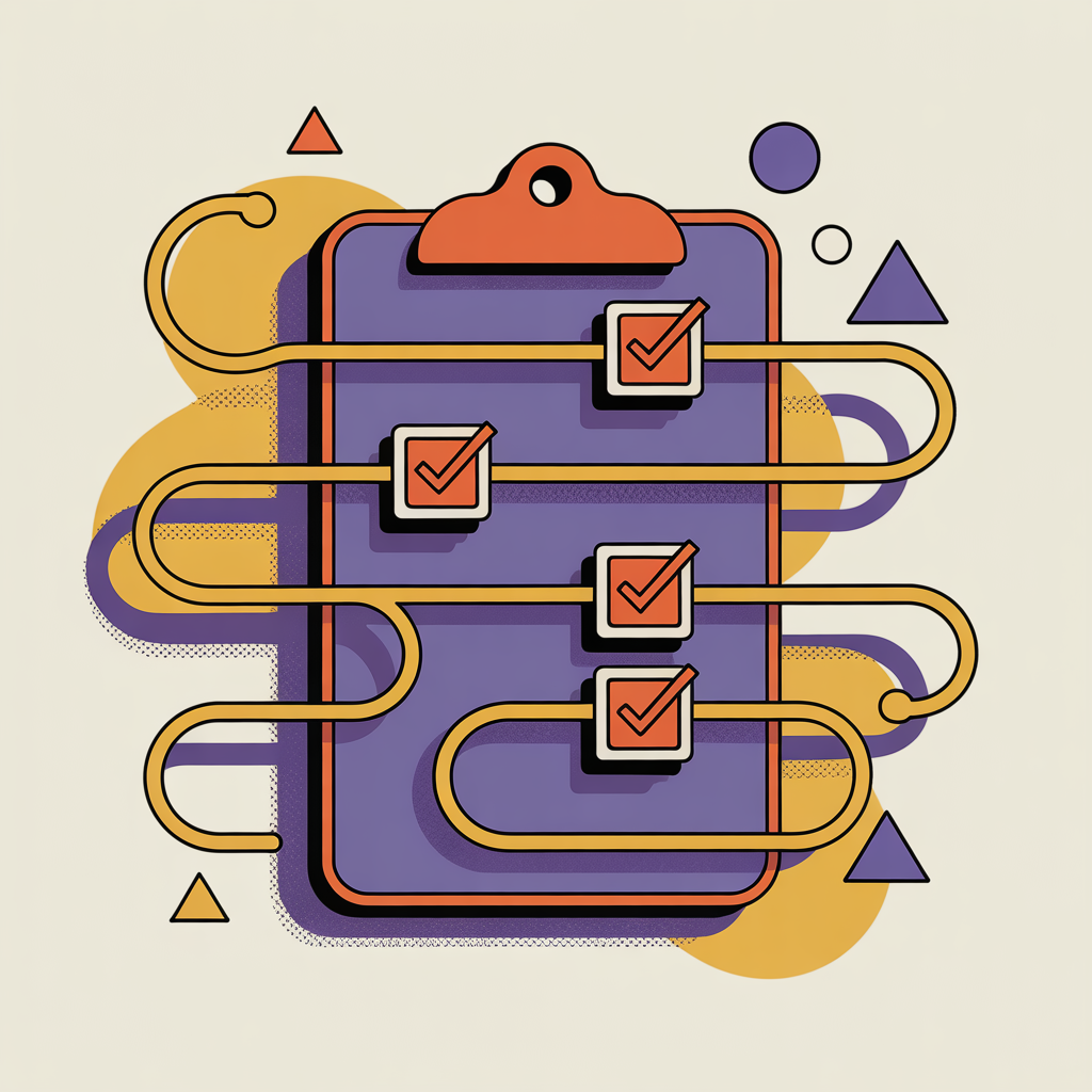 Retro clipboard illustration representing social media strategy development