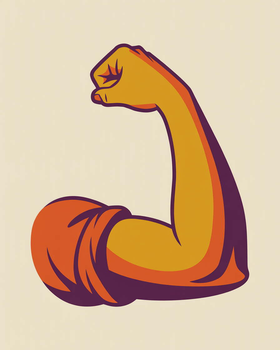 Retro illustration of woman flexing arm representing strength and capability of boutique digital marketing agency