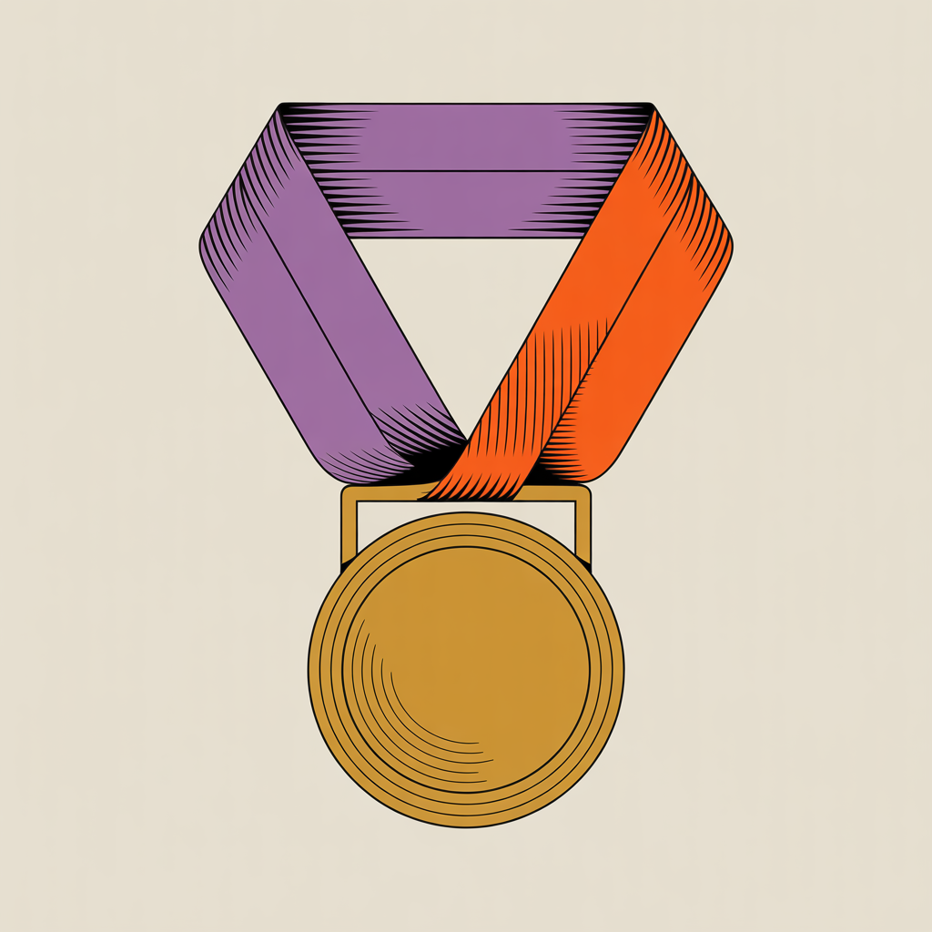 Retro award ribbon illustration representing quality craftsmanship in graphic design