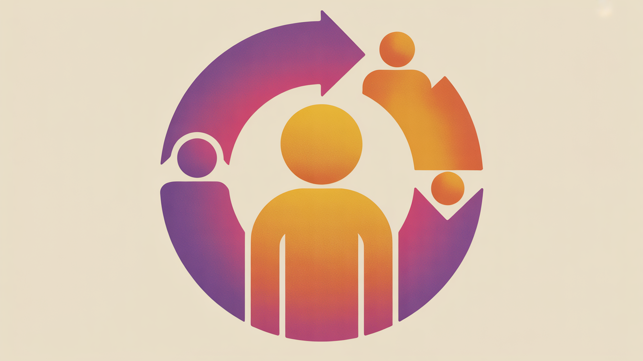 Retro illustration of a renewal cycle with returning members representing member retention