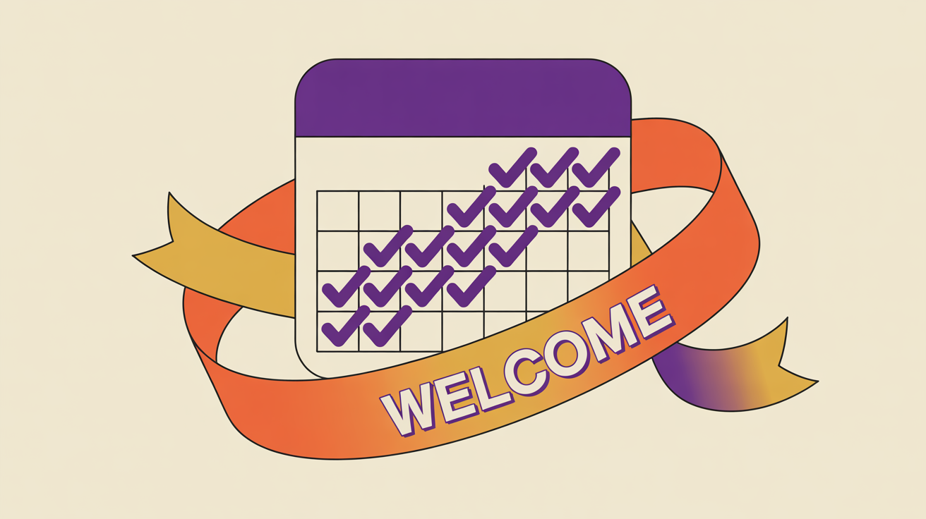 Retro illustration of a calendar with checkmarks representing the critical first 90 days of new member onboarding