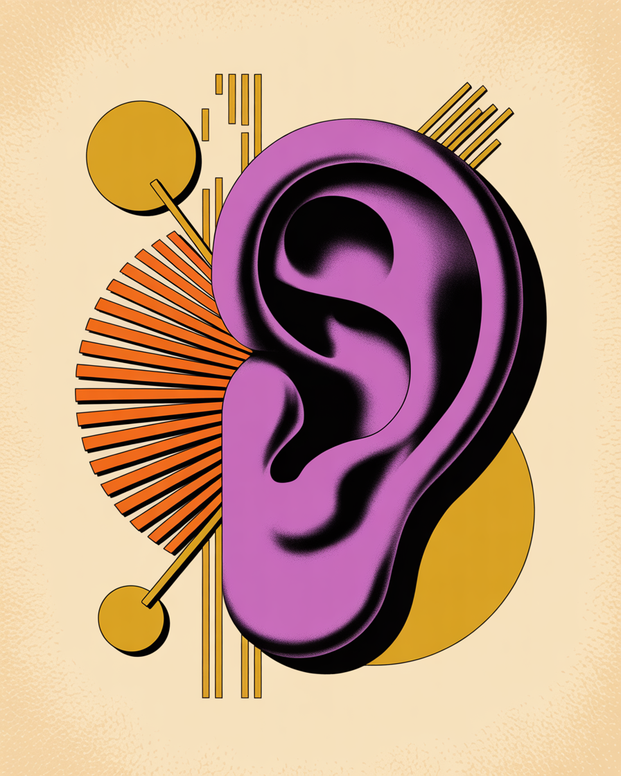 Retro ear illustration representing listening first approach to digital marketing for associations
