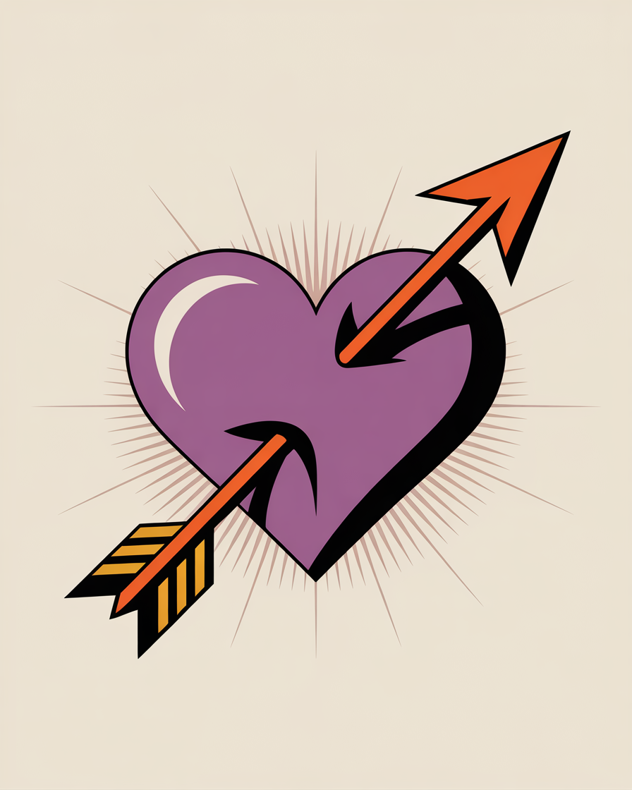 Retro heart with arrow illustration representing charity digital marketing and nonprofit fundraising