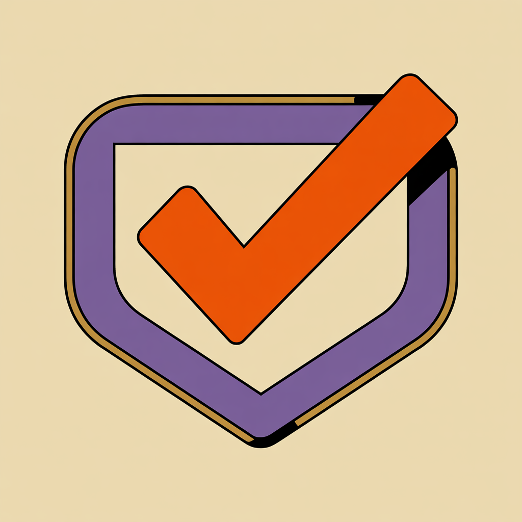 Retro checkmark shield illustration representing ideal email marketing client fit