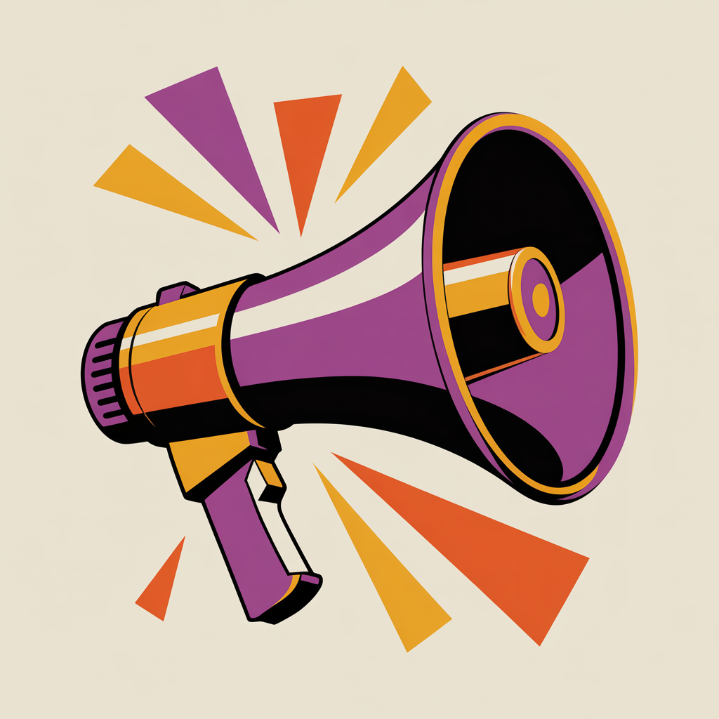 Retro megaphone illustration representing social media marketing that amplifies your voice