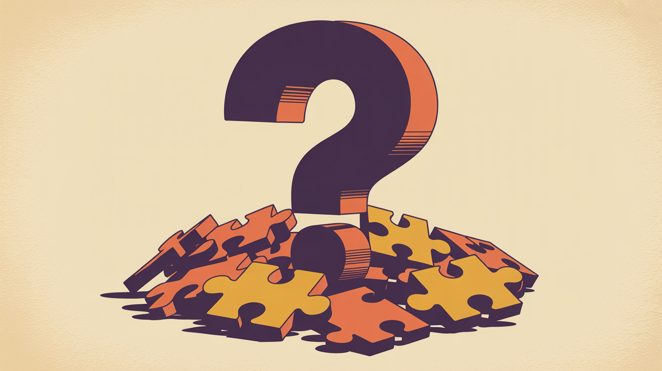 Retro illustration of a question mark over disconnected puzzle pieces representing why association members don't renew