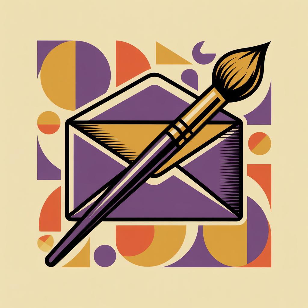 Retro envelope with paintbrush illustration representing email design services