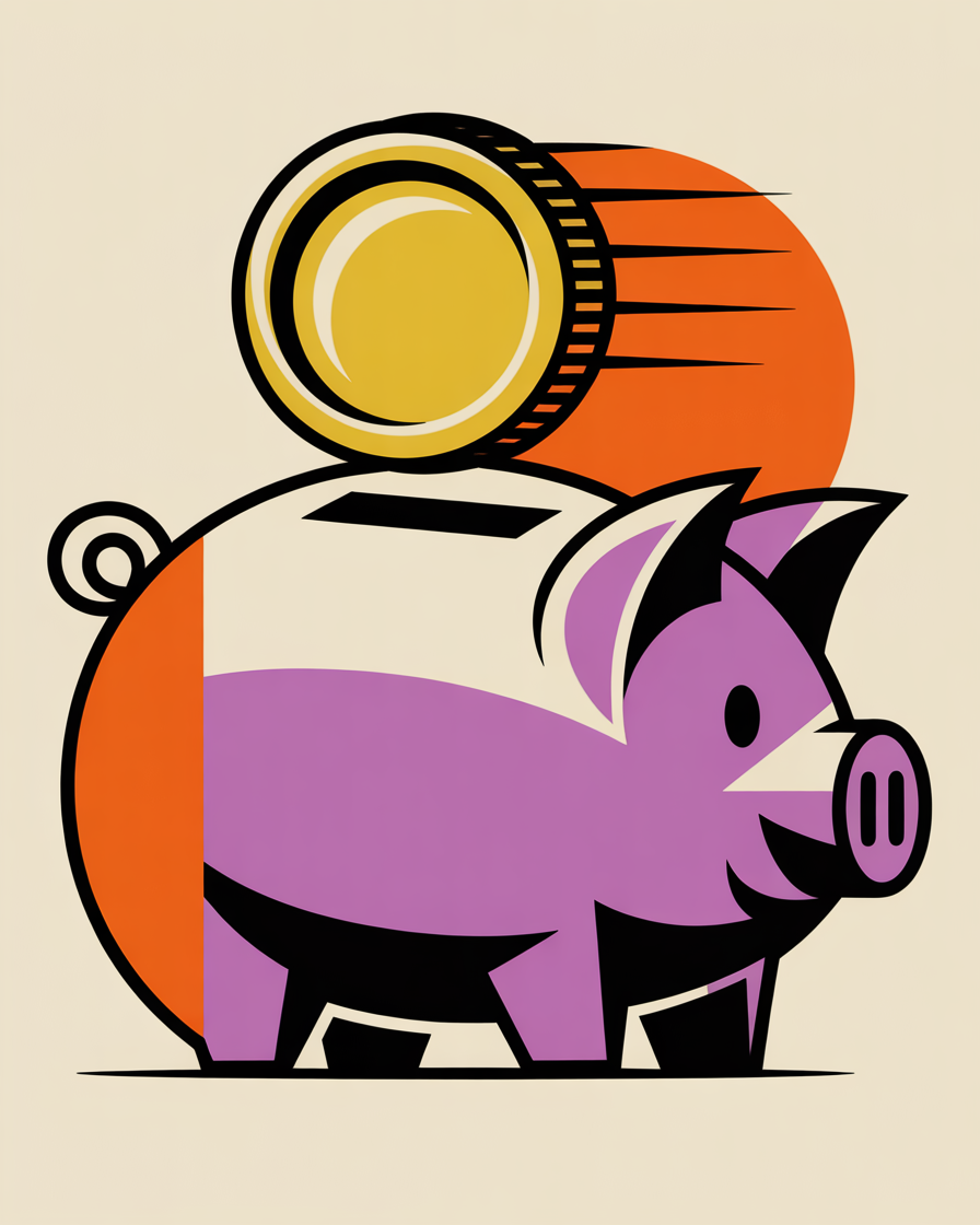 Retro piggy bank illustration representing budget-conscious digital marketing for nonprofits