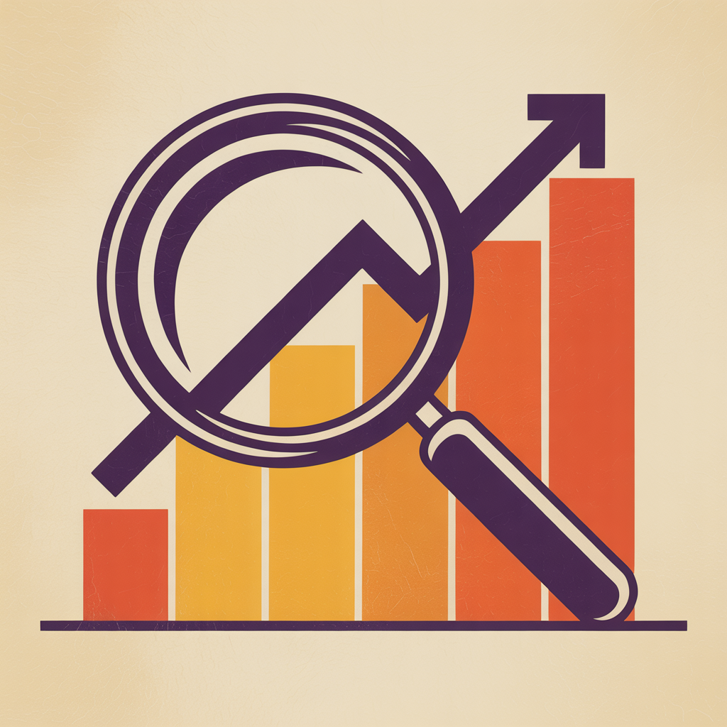 Retro magnifying glass and chart illustration representing small business SEO services