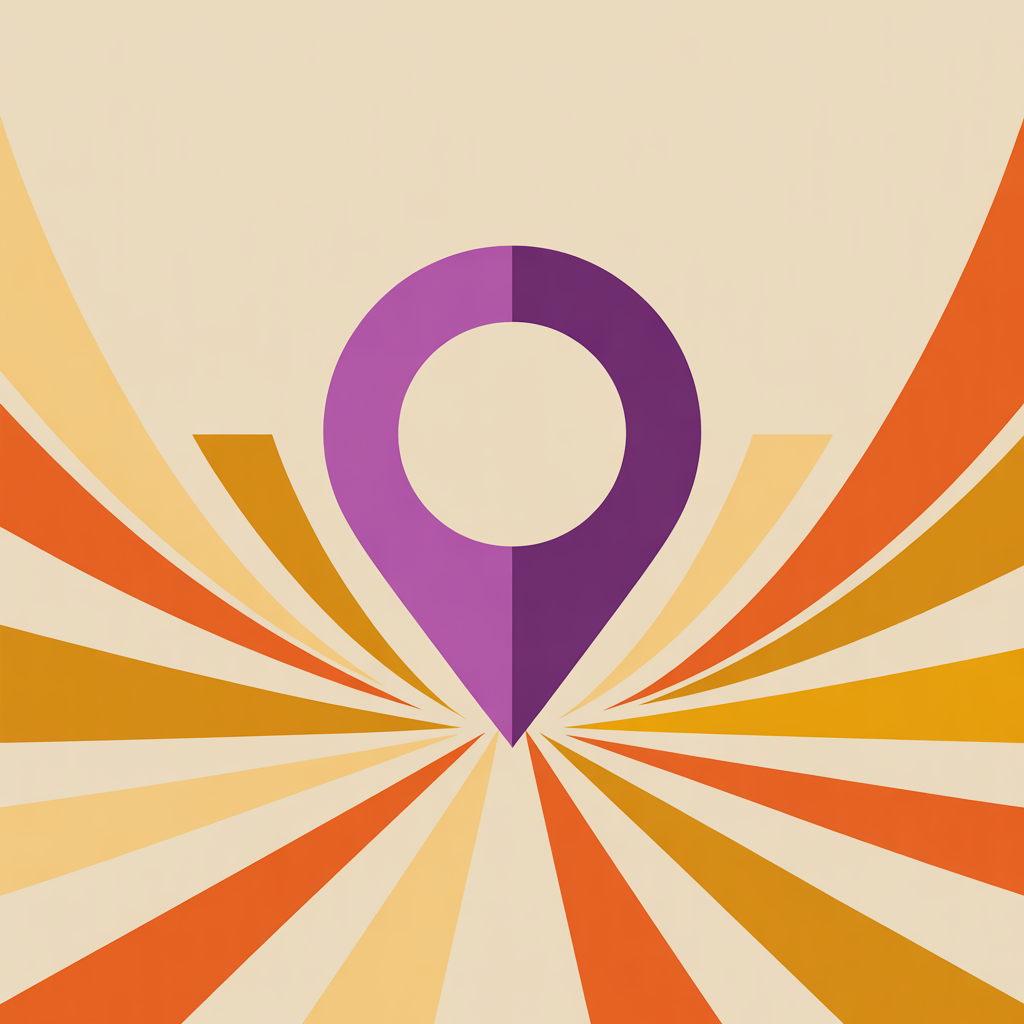 Retro location pin with connection lines illustration representing Michigan graphic designer with national reach