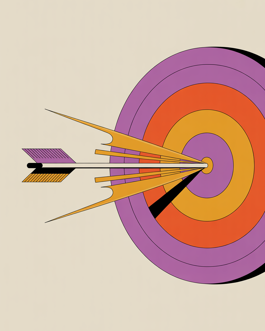 Retro target bullseye illustration representing impact-focused marketing for associations
