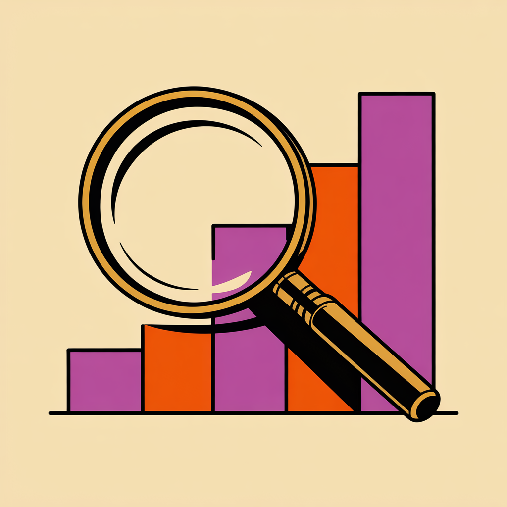 Retro magnifying glass and chart illustration representing SEO services for realtors