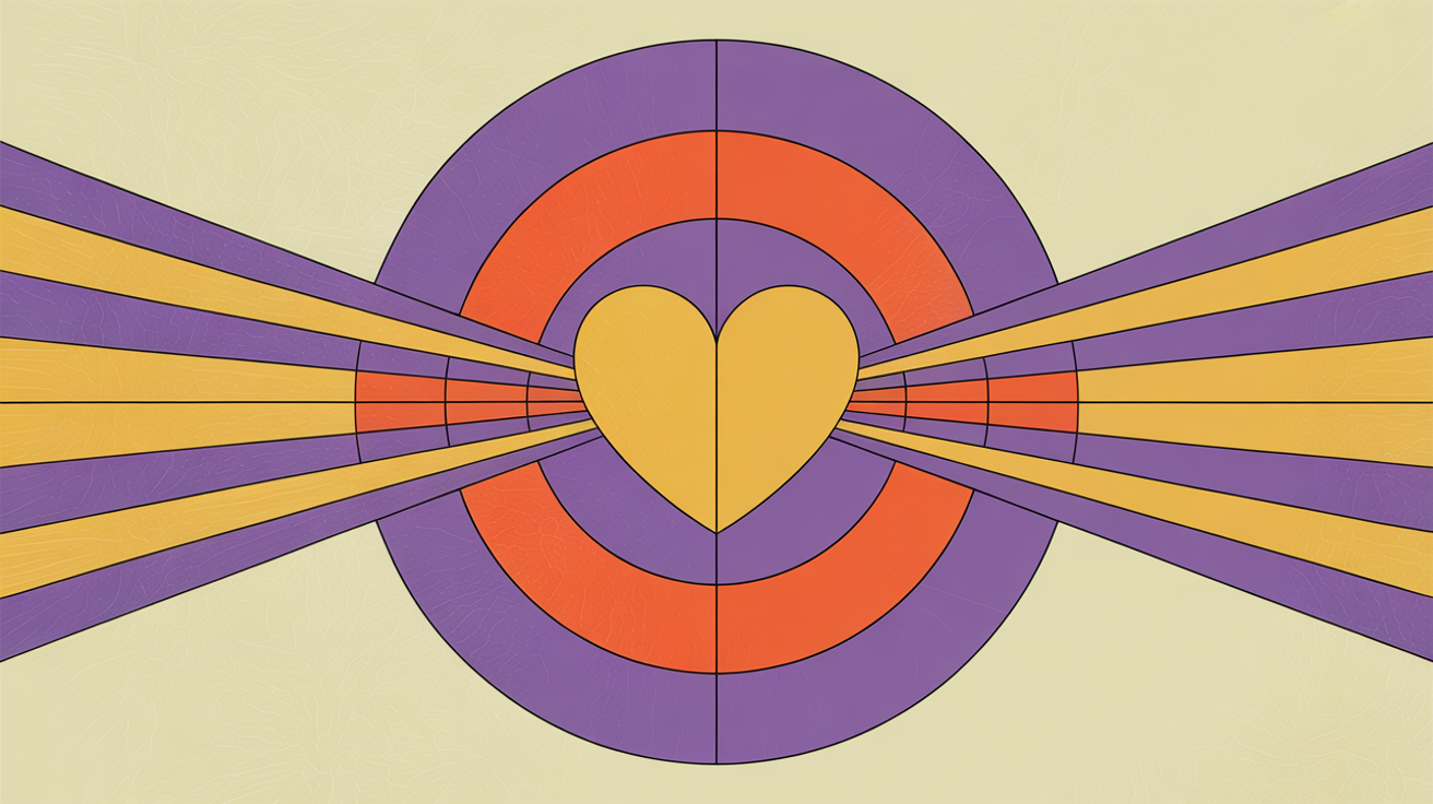 Retro illustration of a target with a heart in the center representing member-focused affinity program offers