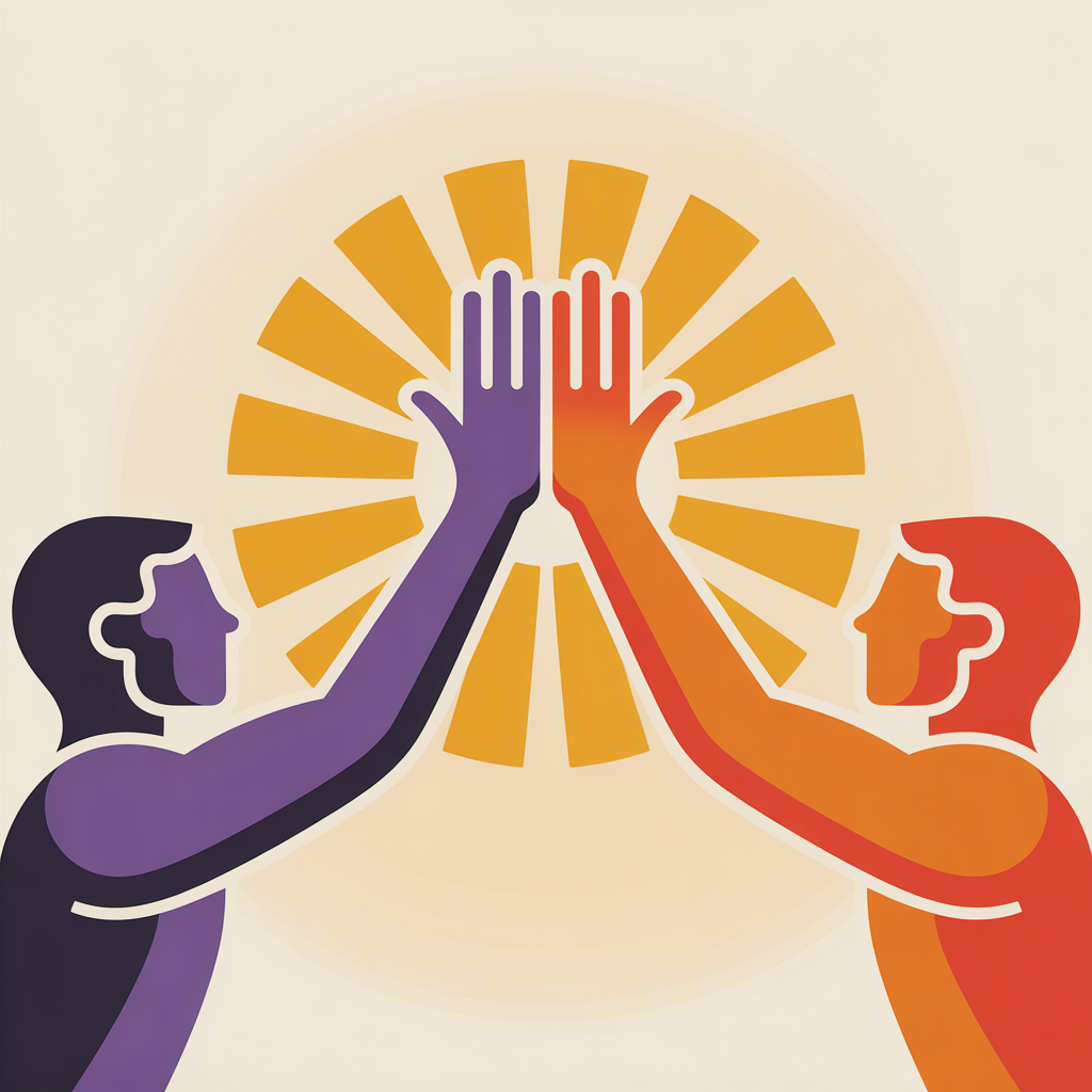 Retro high-five illustration representing genuine social media engagement