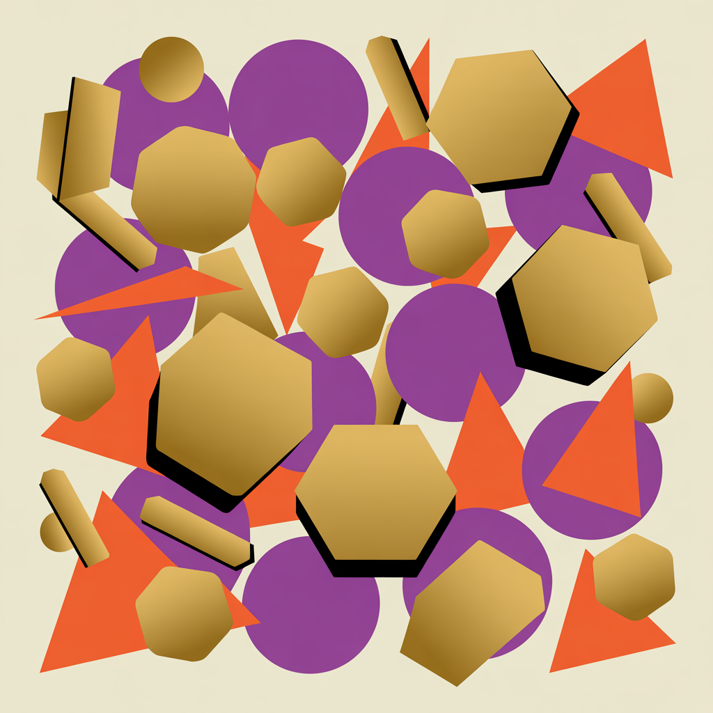 Retro mismatched shapes illustration representing inconsistent branding and DIY design problems