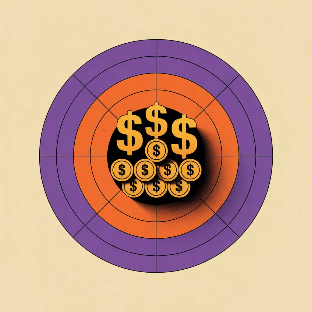 Retro target with dollar sign illustration representing paid social media advertising