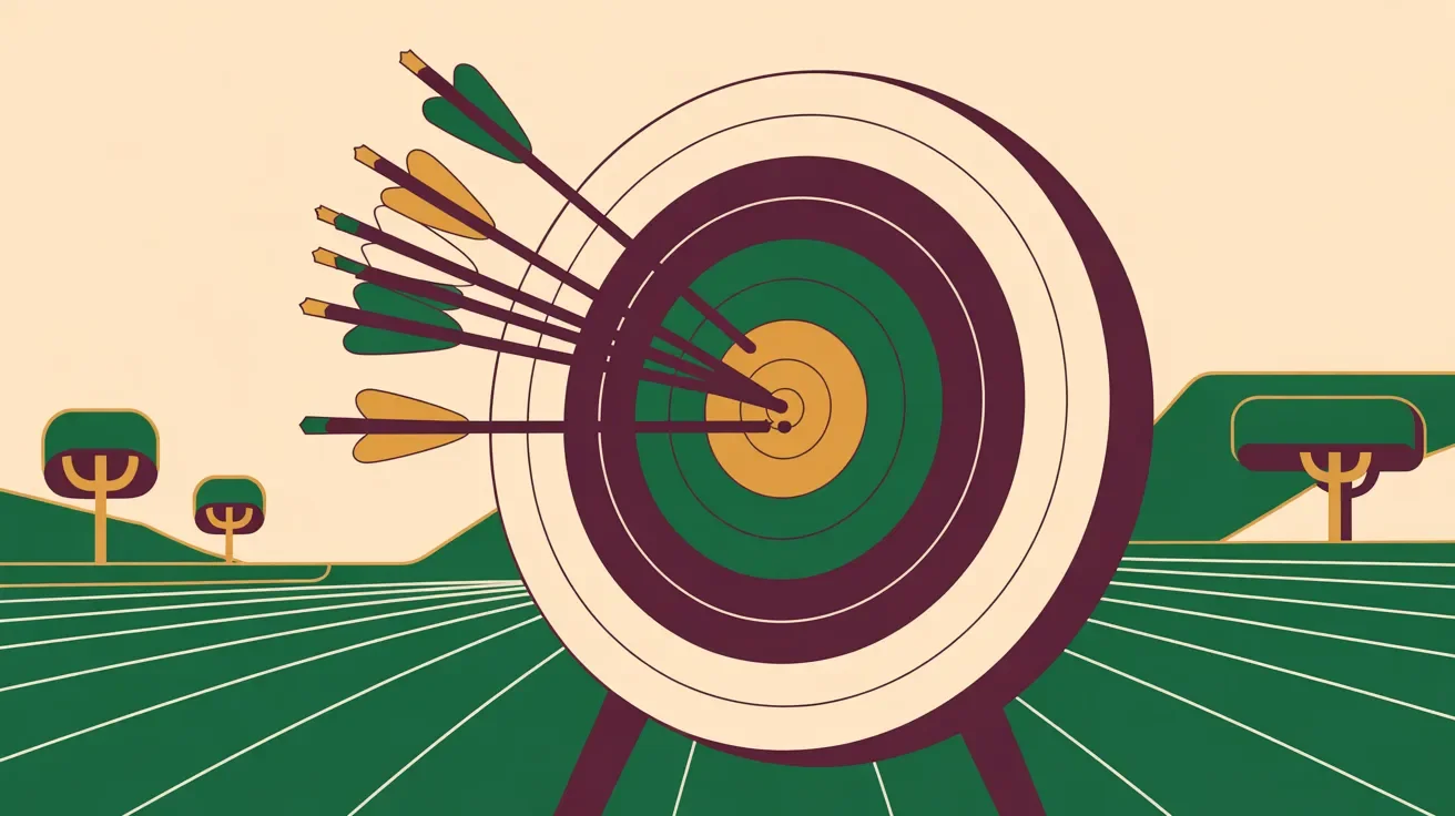 Retro illustration of target with arrows representing different association board retreat goals