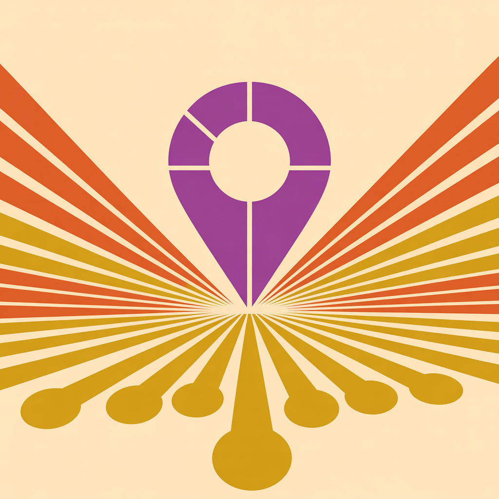 Retro location pin with connection lines illustration representing email marketing agency michigan