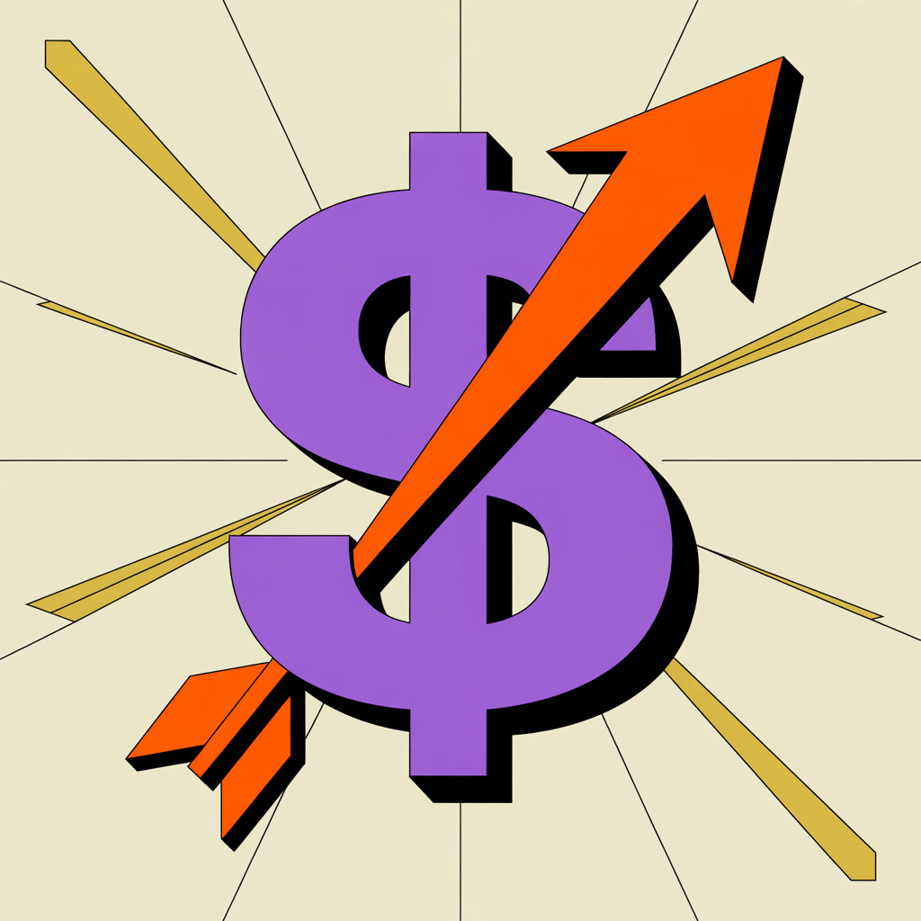 Retro dollar sign with arrow illustration representing ROI-focused small business marketing