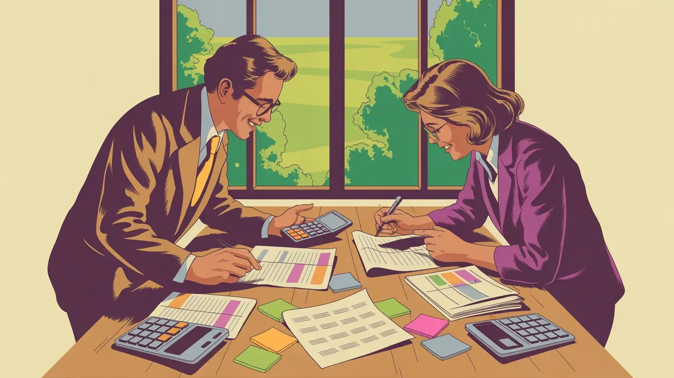 Retro illustration of honest budget conversation between nonprofit leader and event planner