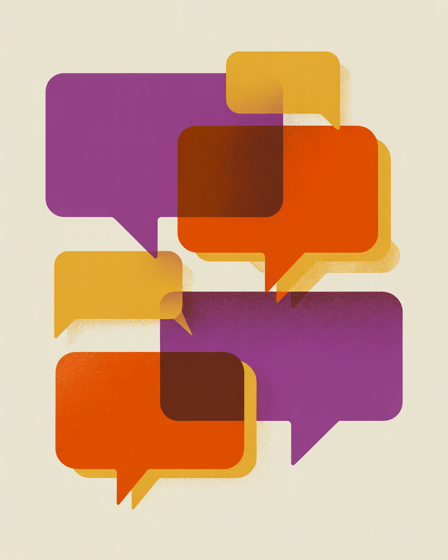 Retro speech bubbles illustration representing social media marketing for associations