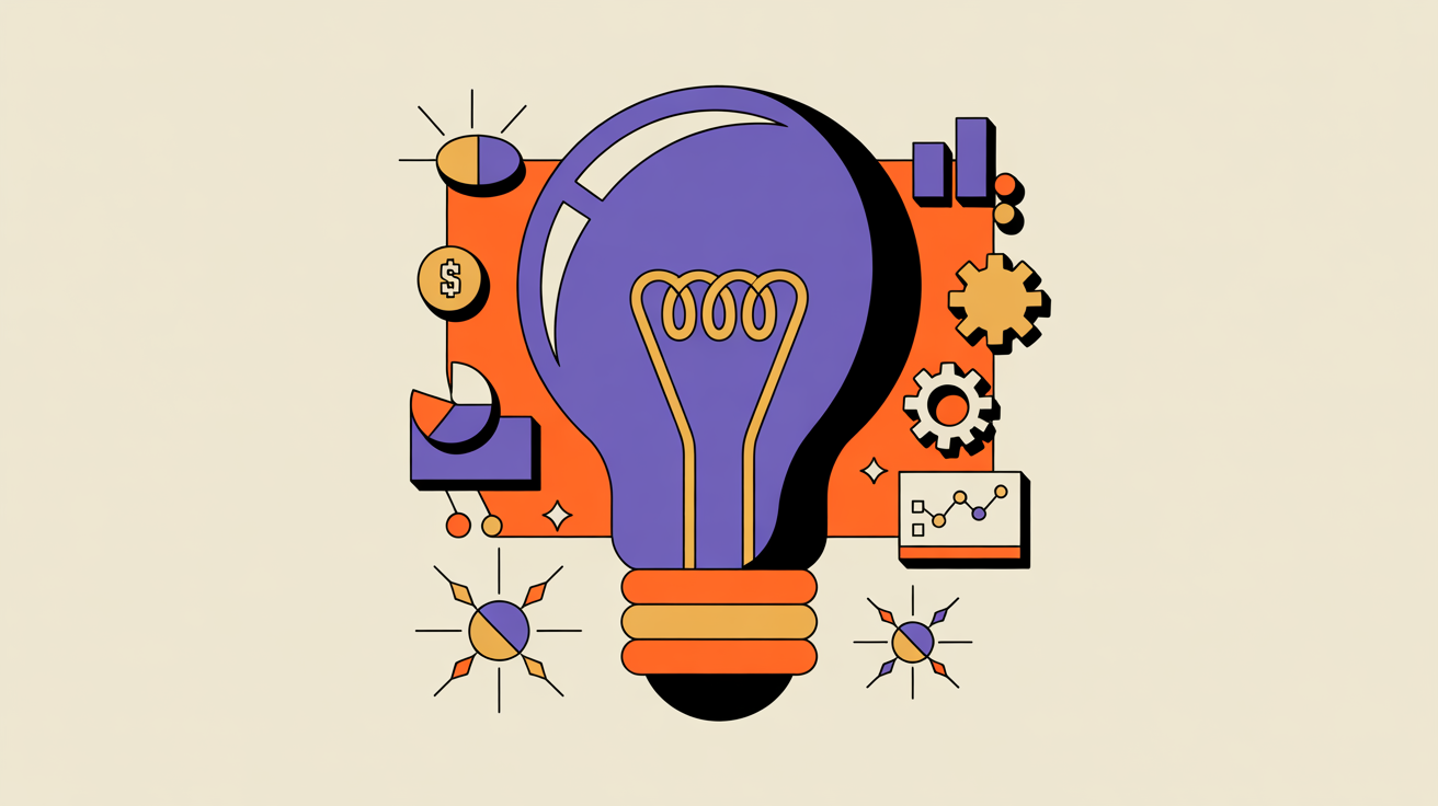 Retro illustration of a lightbulb surrounded by various revenue icons representing additional non-dues income ideas